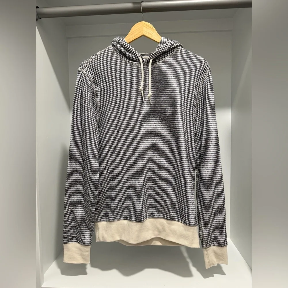 NEW J. Crew Textured hooded sweater-tee in blue stripe size small CJ934